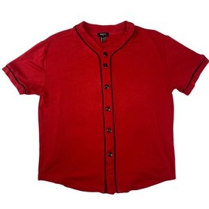 Red Baseball Button Up Jersey - Size Medium